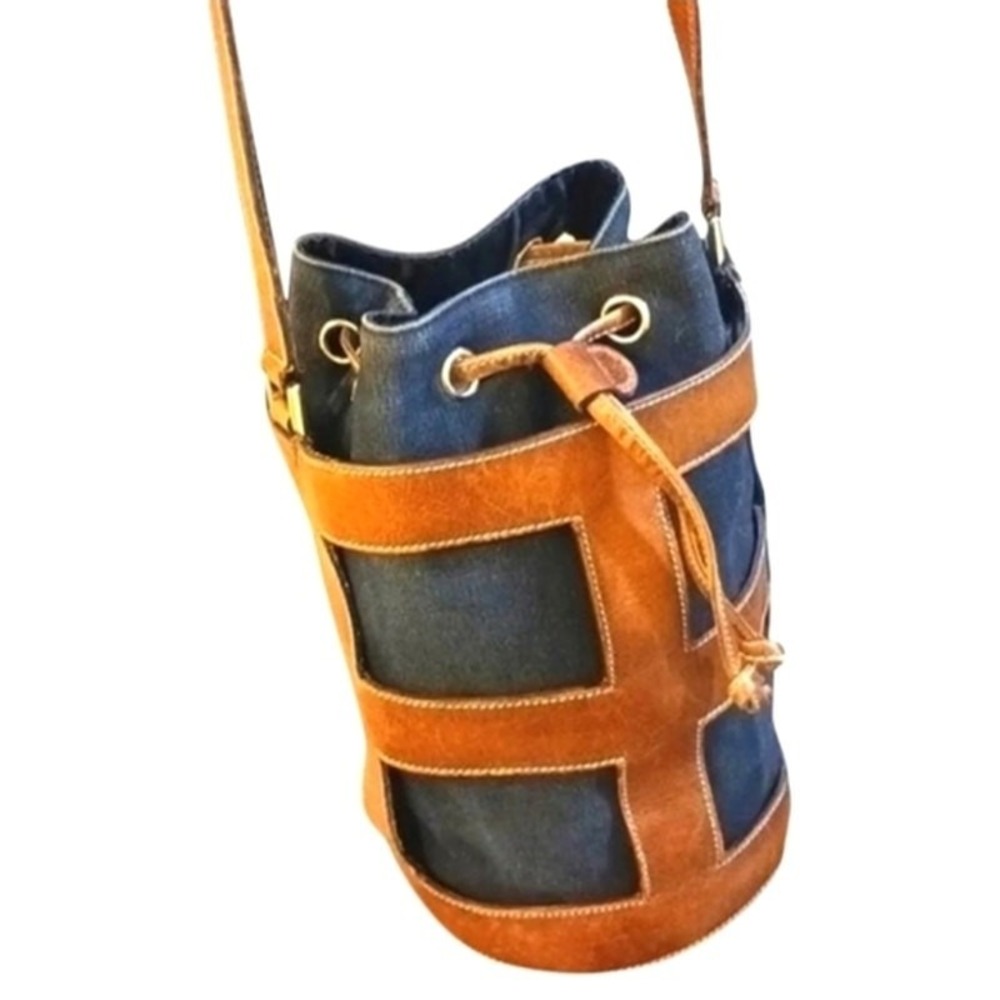 RARE Salvatore Ferragamo Ribe Cage Bucket Bag Leather Designer Brass Collectible